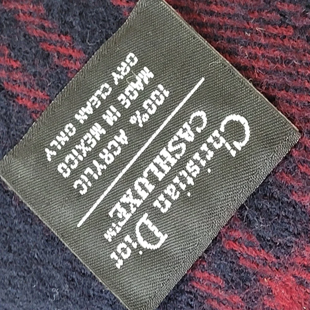 CHRISTIAN DIOR Vintage Cashluxe Acrylic Scarf Multicolor Plaid